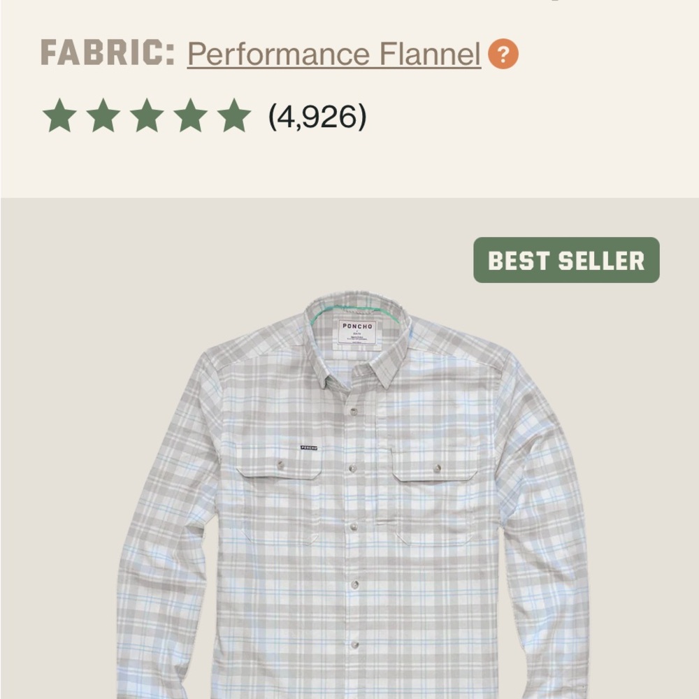 PONCHO XL Performance Flannel NWT